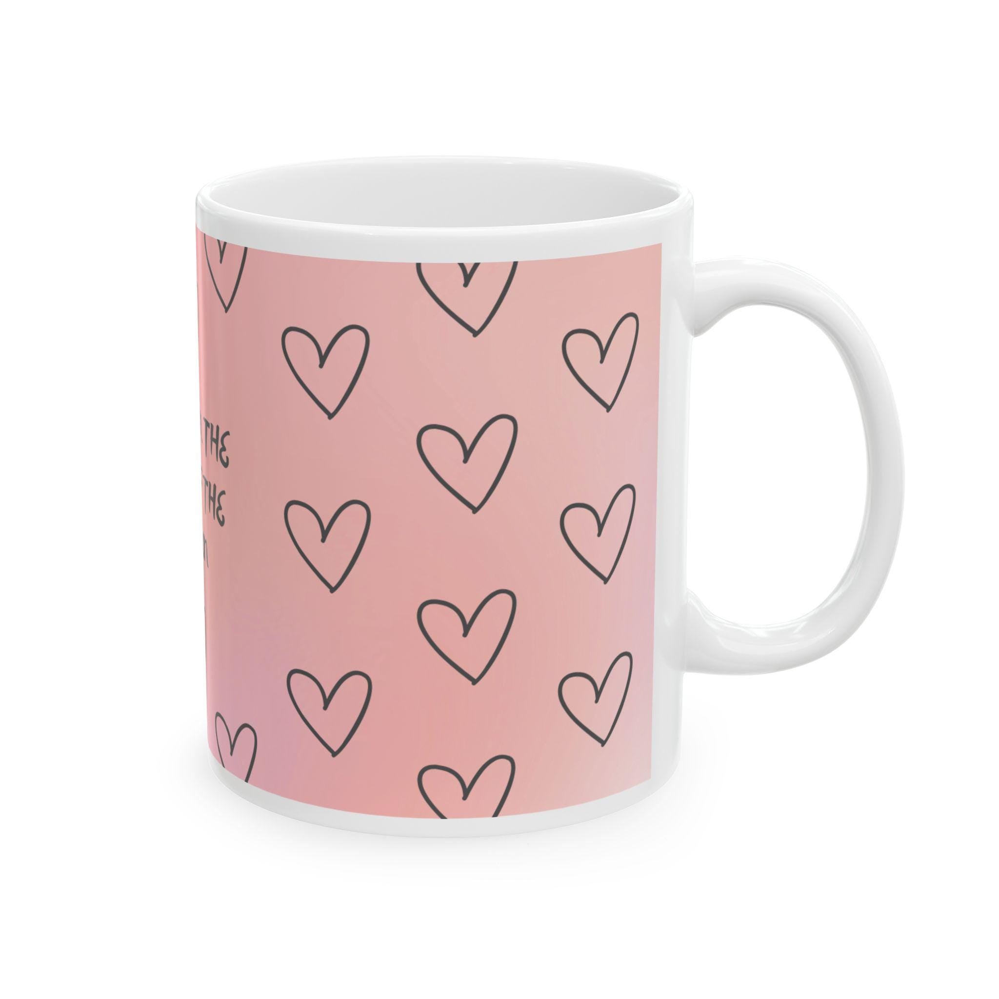 Believe in the Magic of the Season Mug | Pink Heart Pattern Ceramic Mug
