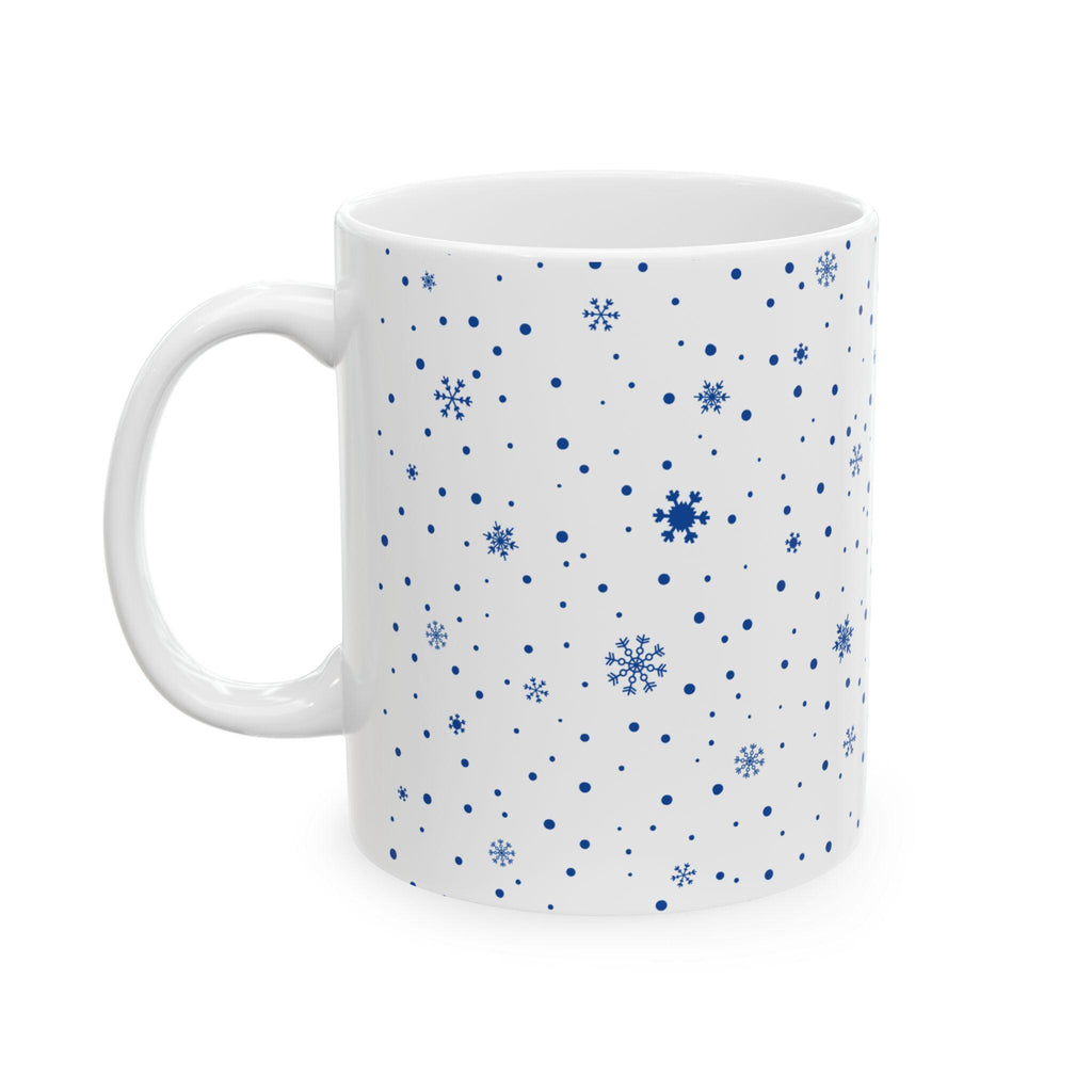 Blue Snowflake Pattern Mug | Ceramic Coffee Cup (11oz, 15oz)
