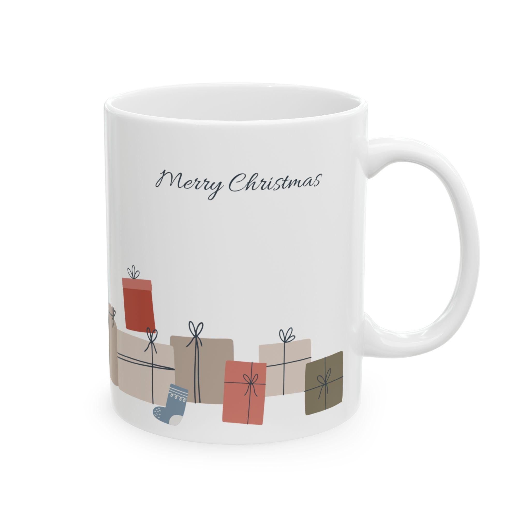 Stacked Holiday Presents Mug | Ceramic Coffee Cup, 11oz 15oz