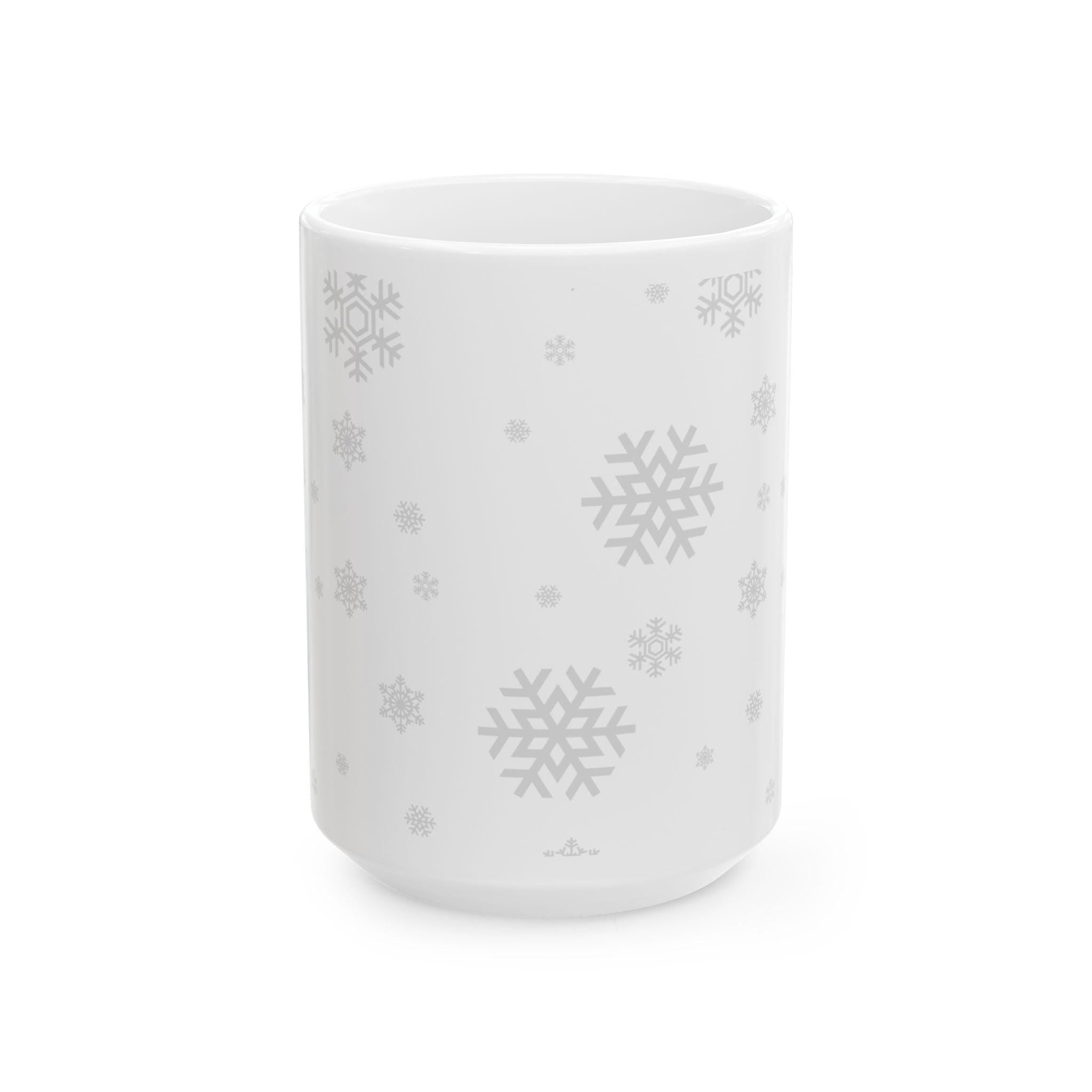 Silver Snowflake Pattern Mug | Ceramic Snowflakes Winter Mug