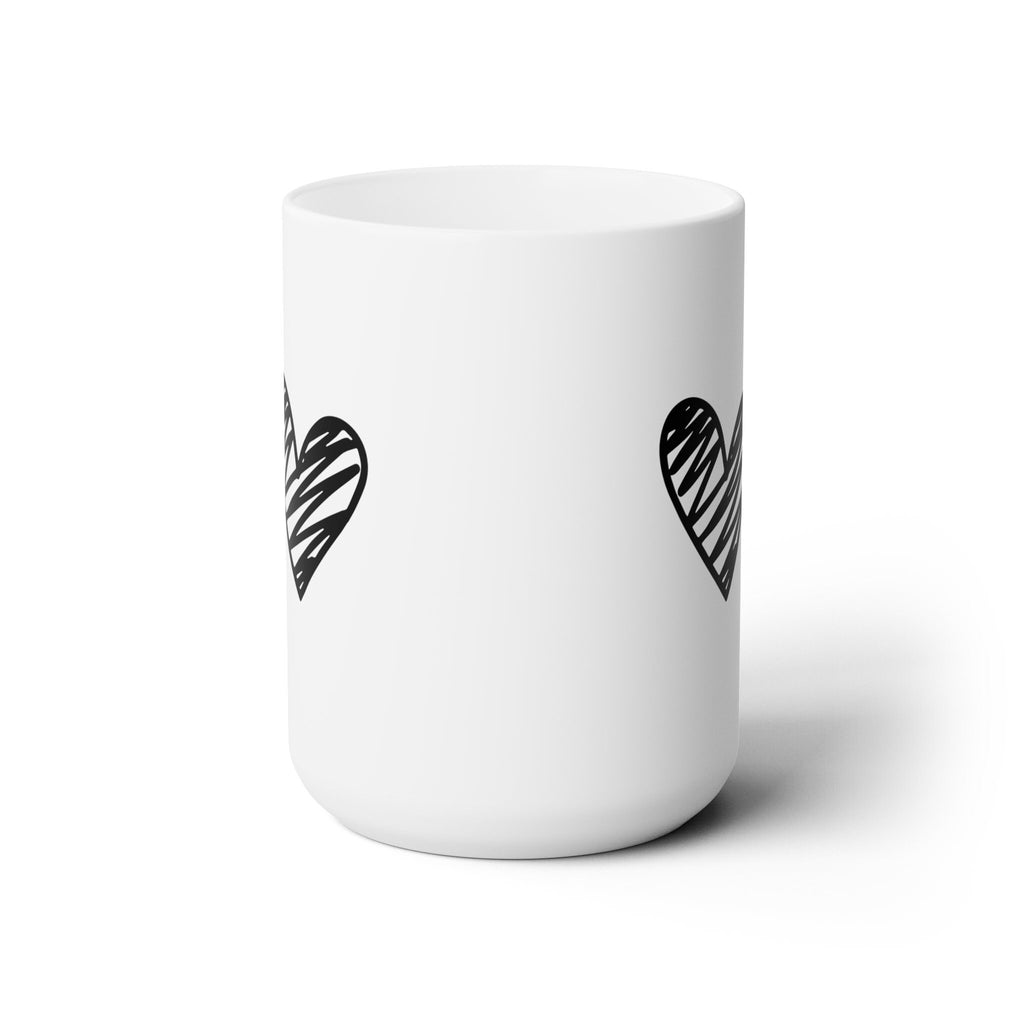 Black and White Heart Ceramic Mug 15oz