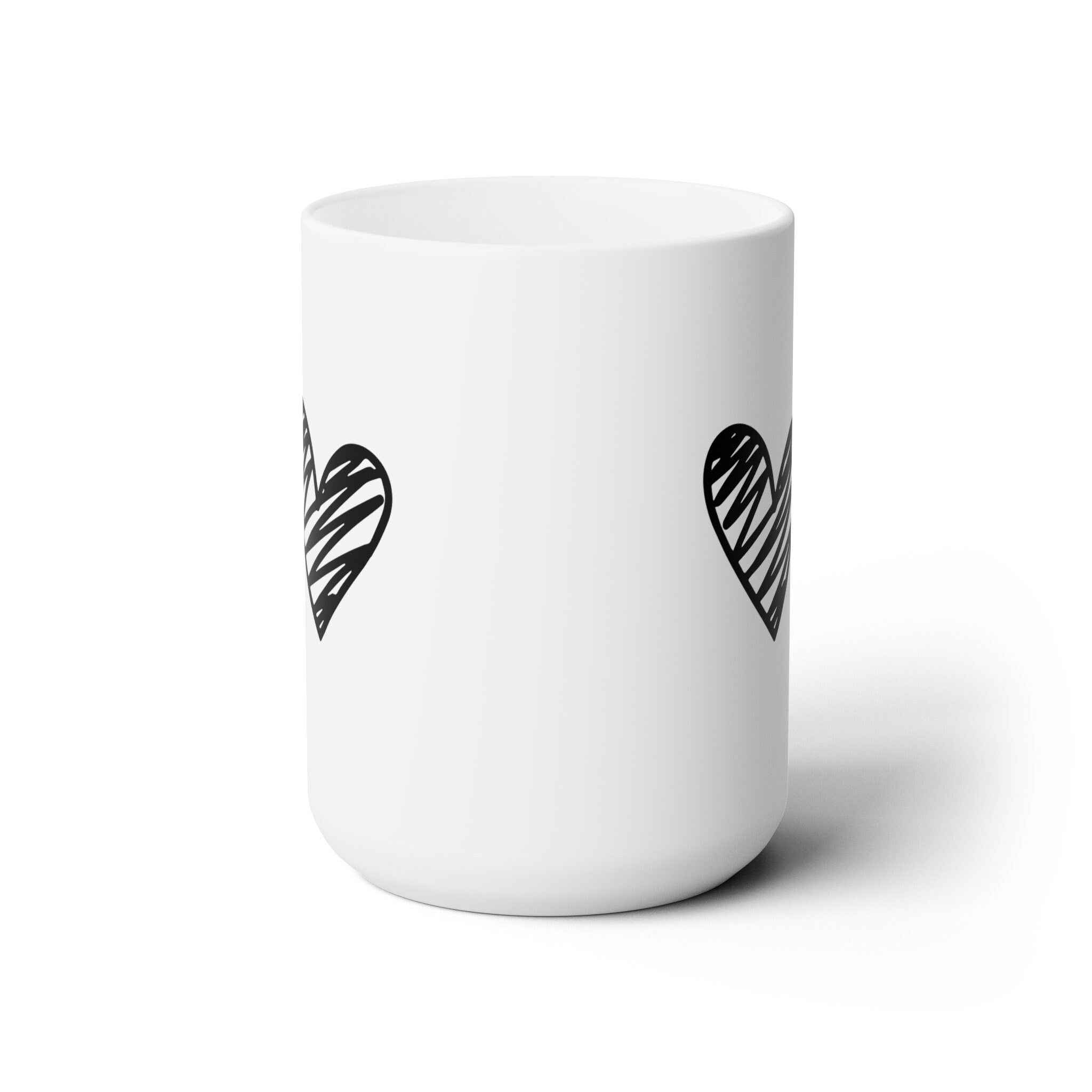 Black and White Heart Ceramic Mug 15oz