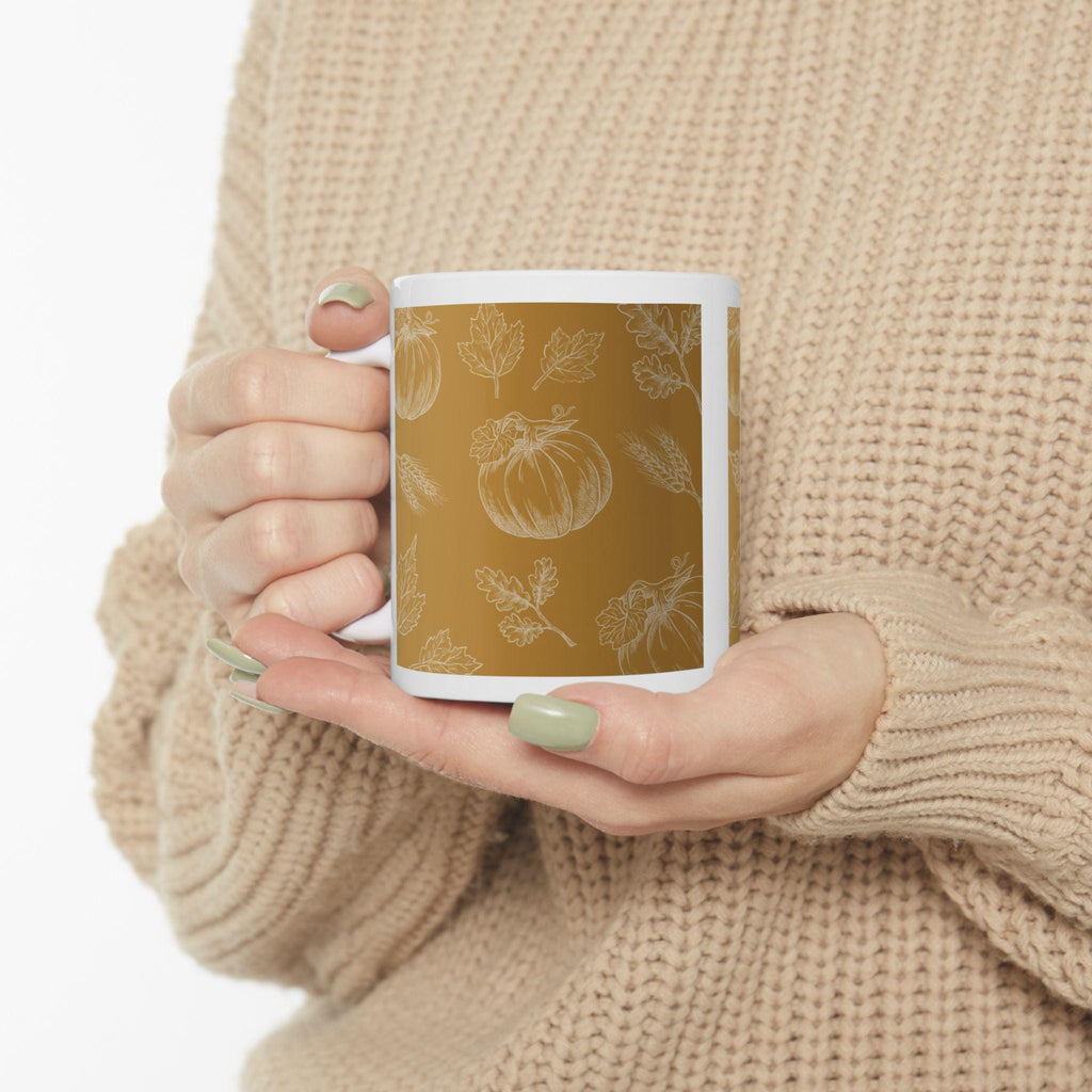 Rustic Floral Ceramic Coffee Mug: Cozy Fall Drinkware