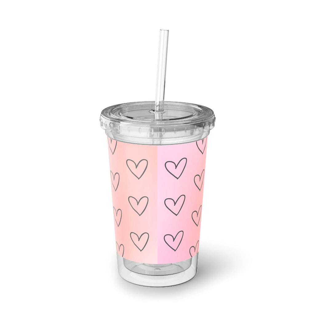 Believe in the Magic of the Season acrylic cup | heart pattern, pink tumbler
