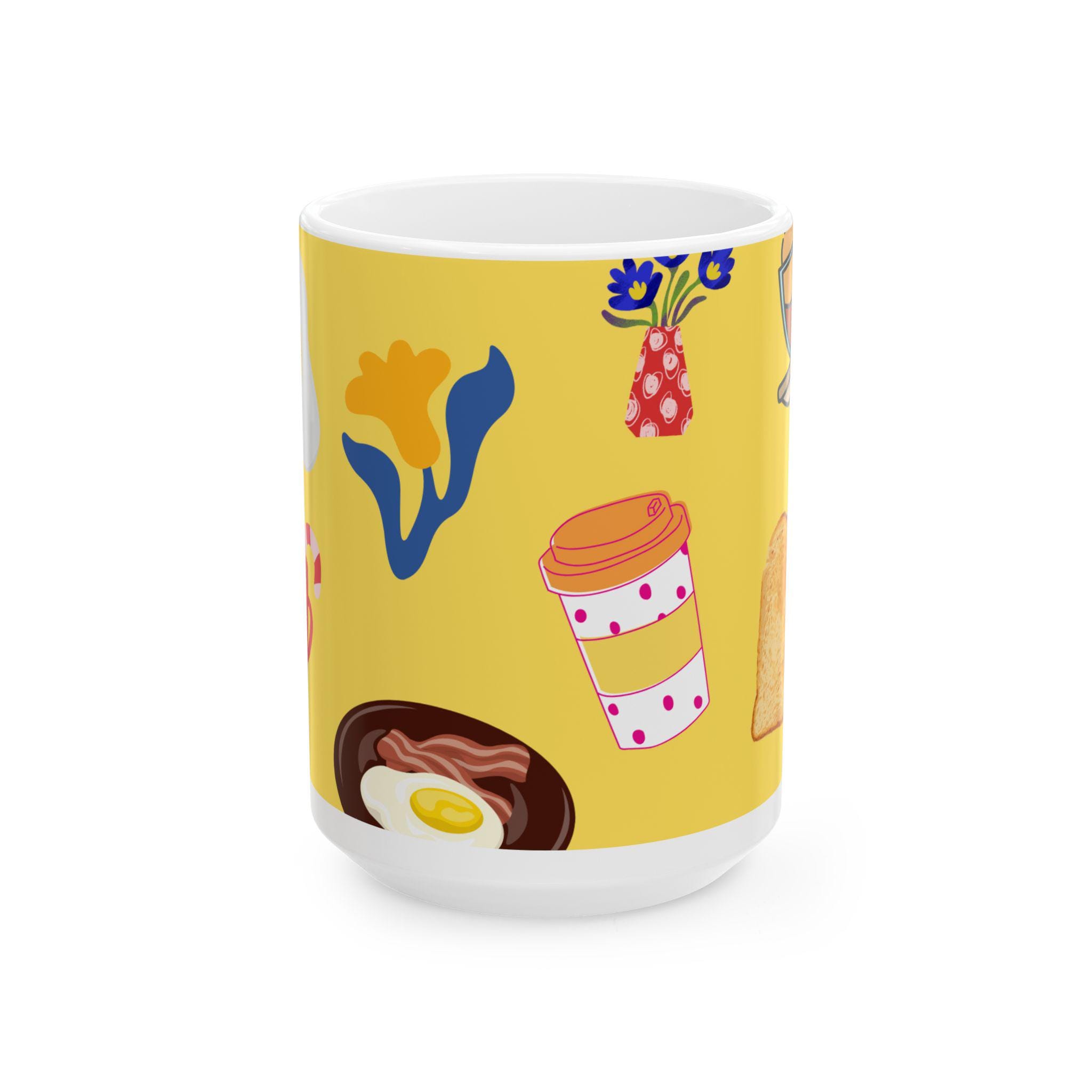 Whimsical Breakfast Ceramic Mug: Foodie Gift, Kitchen Decor