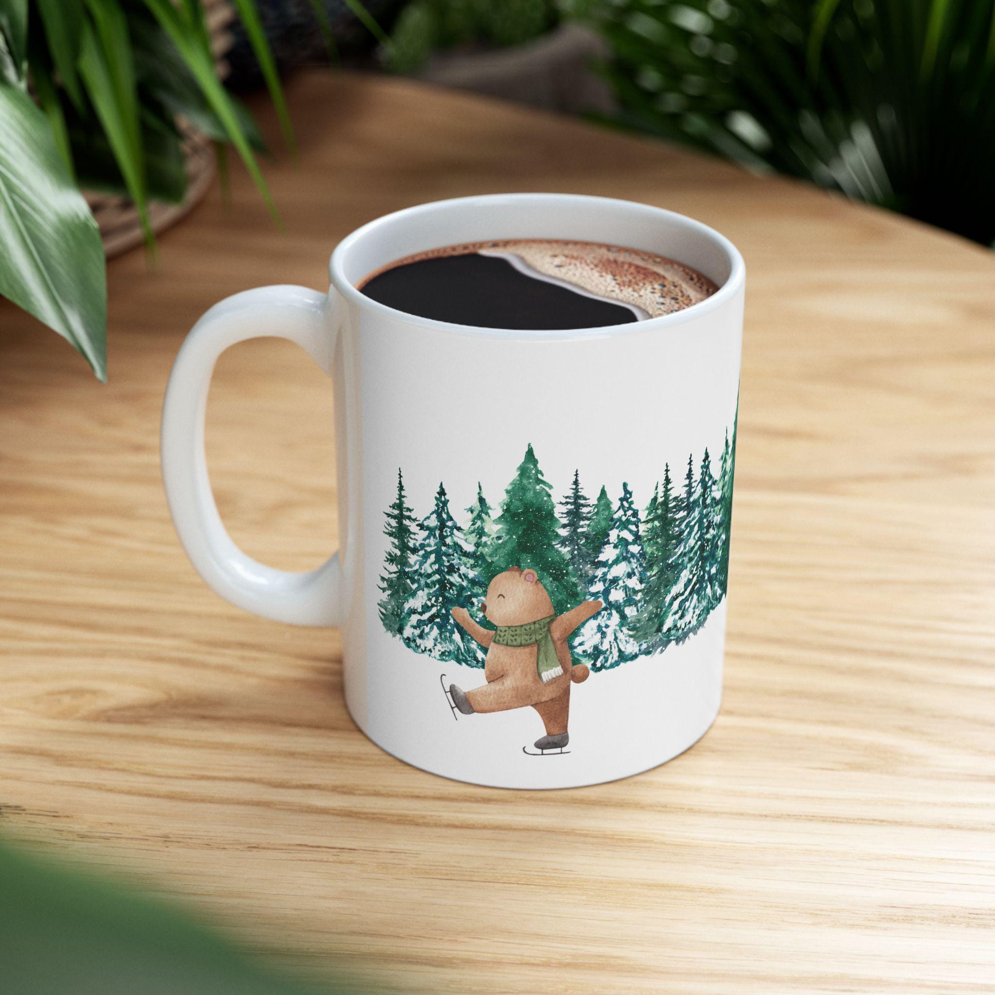Forest Bear Ceramic Mug, Cozy Holiday Gift