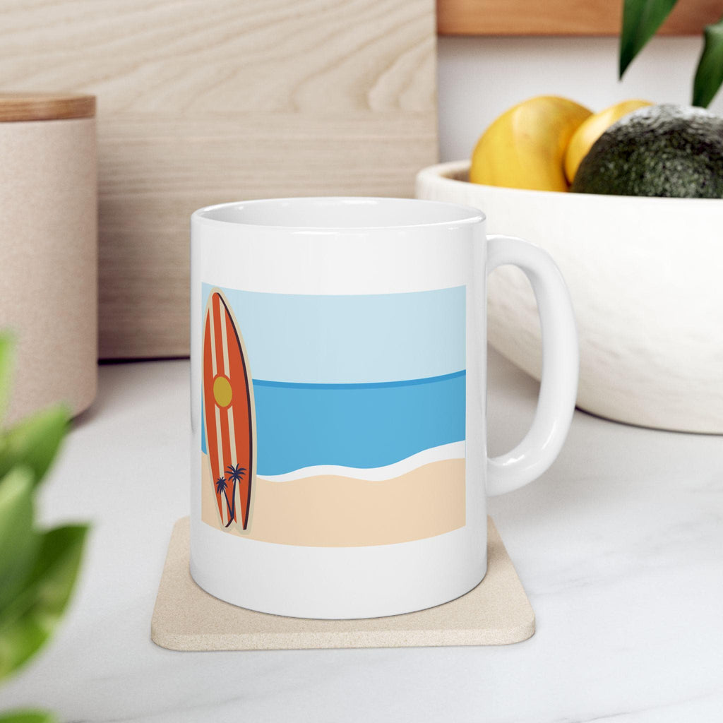 Beach Vibes Ceramic Mug: Surf-Inspired Coffee Cup