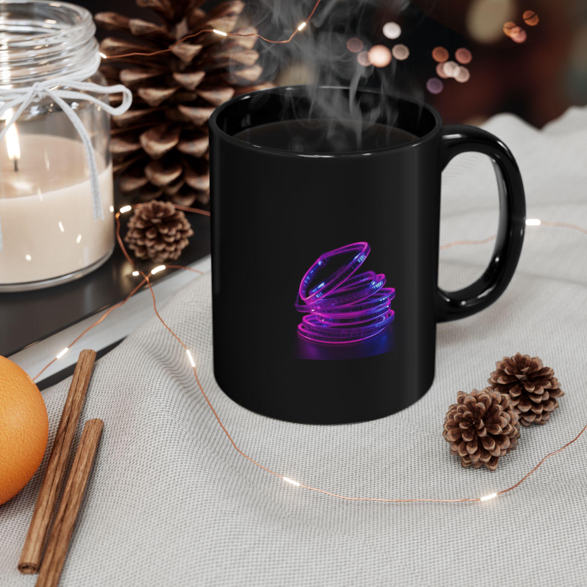 Neon Coil Stack Mug | Black Ceramic Coffee Cup