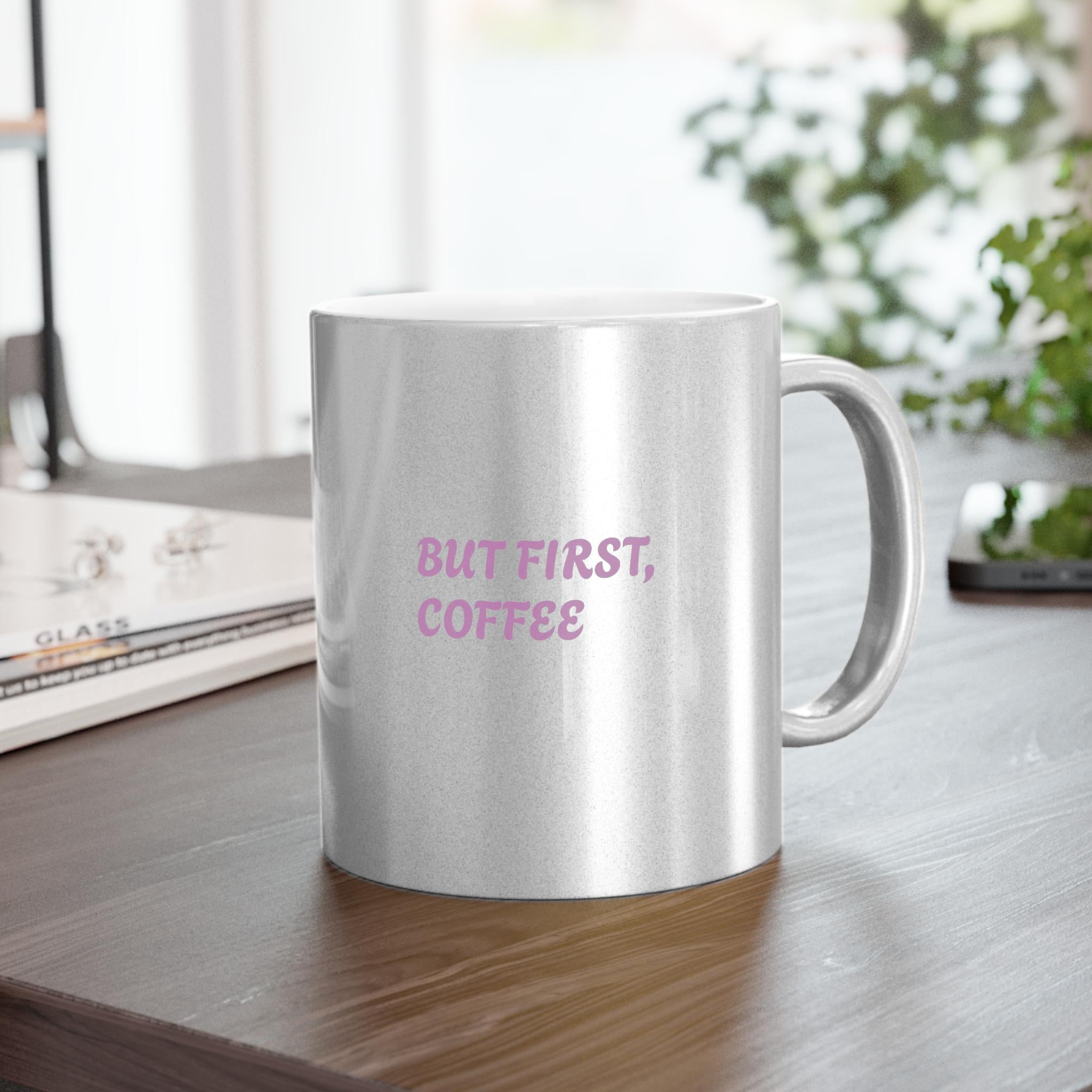 Metallic Coffee Mug: Silver or Gold Ceramic Cup, Stylish Drinkware