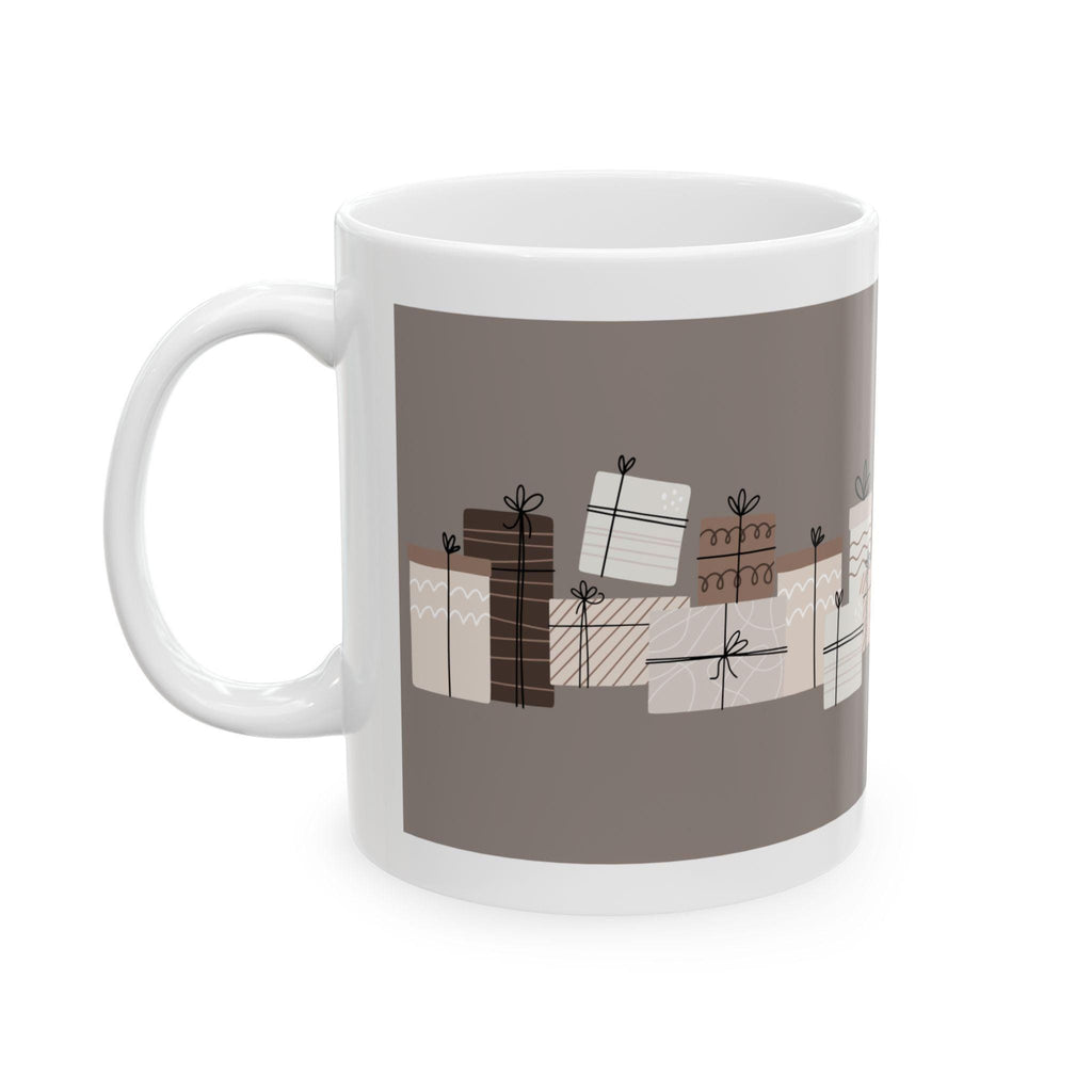 Neutral Wrapped Presents Christmas Mug | Ceramic Coffee Cup 11oz 15oz