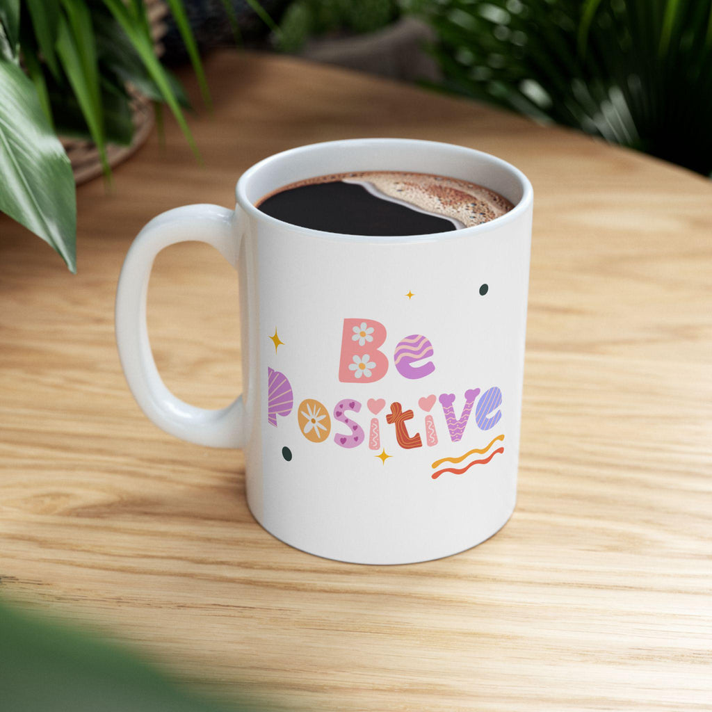 Positive Vibes Ceramic Coffee Mug: Inspirational Gift for Friends