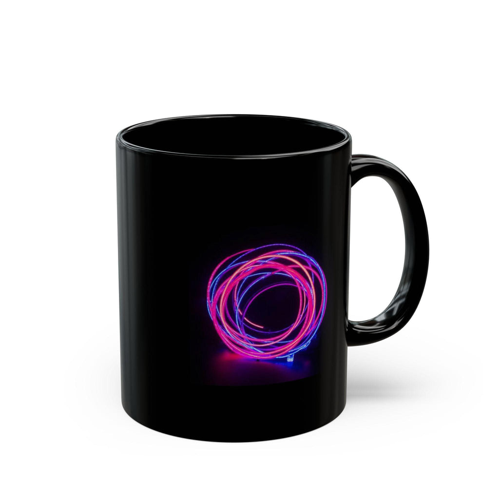 Neon Light Spiral Mug | Black Ceramic Coffee Cup