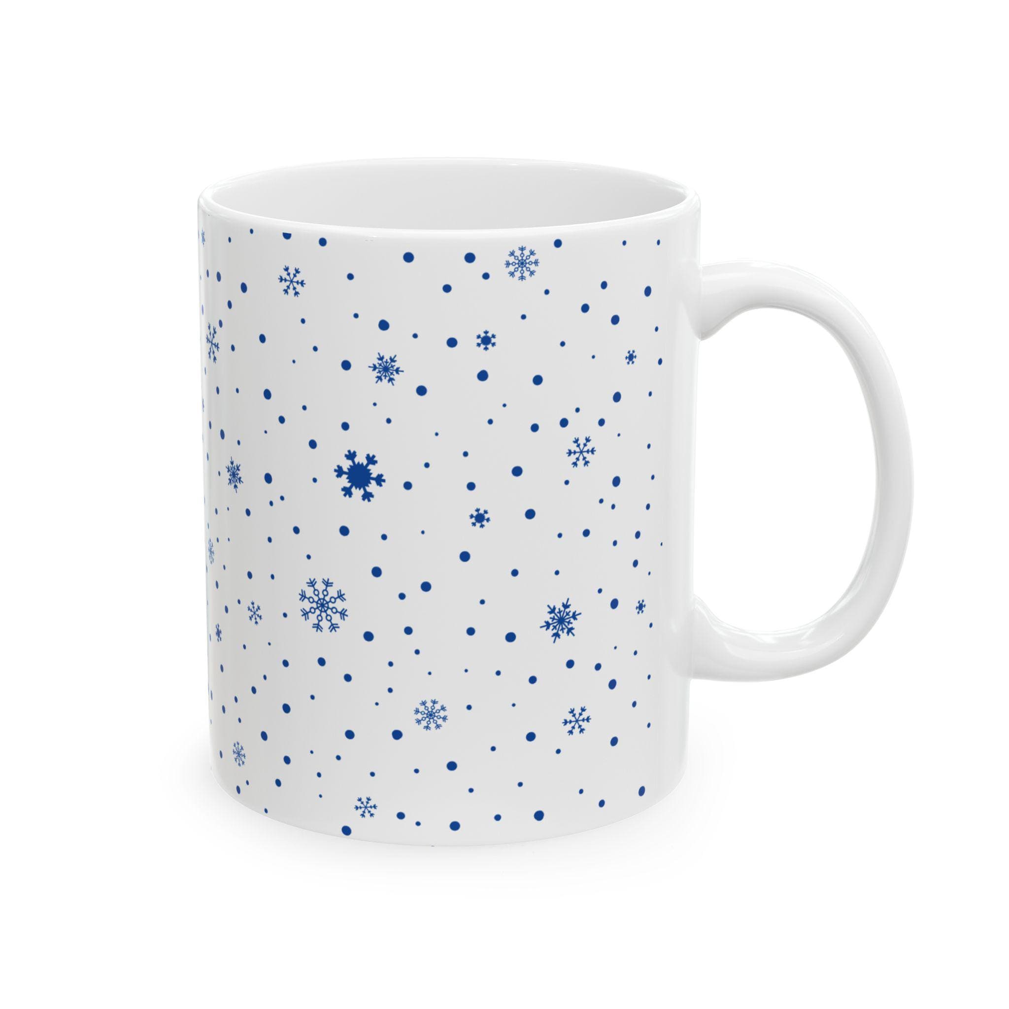 Blue Snowflake Pattern Mug | Ceramic Coffee Cup (11oz, 15oz)