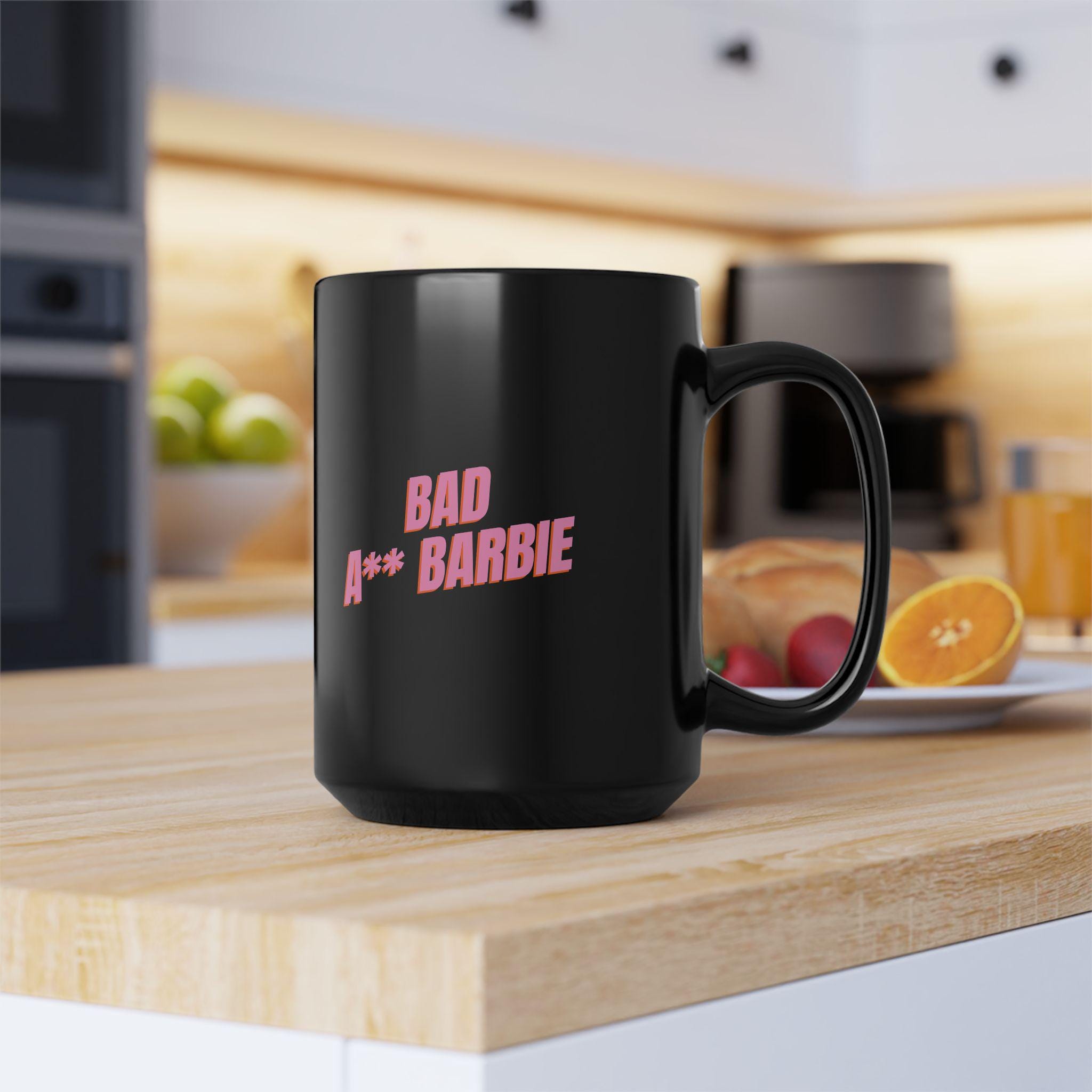 Bad A** Barbie Mug | Black Ceramic Coffee Cup