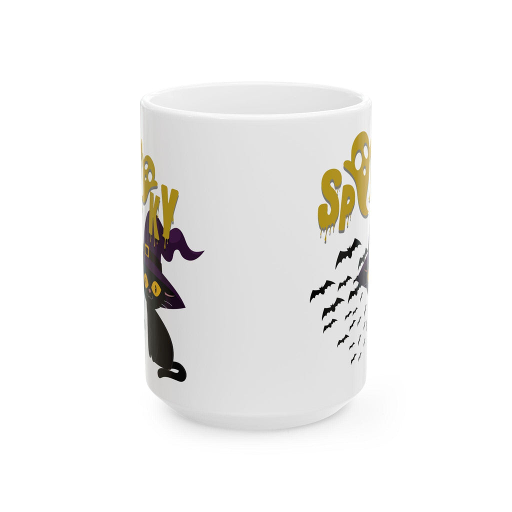 Spooky Cat Ceramic Mug: Halloween Coffee Cup, Gift for Cat Lovers