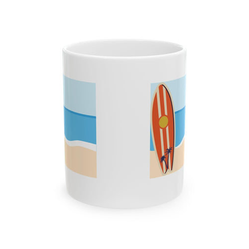 Beach Vibes Ceramic Mug: Surf-Inspired Coffee Cup