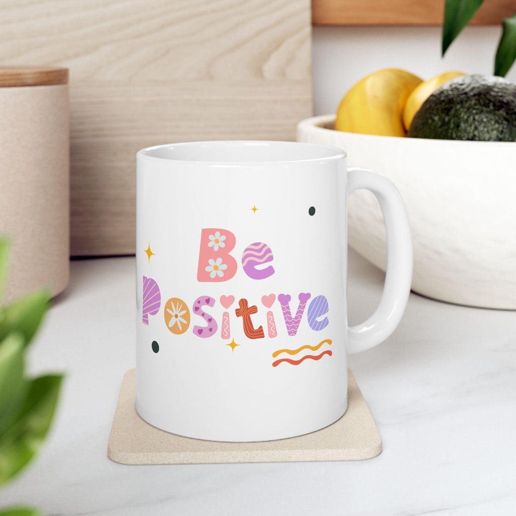 Positive Vibes Ceramic Coffee Mug: Inspirational Gift for Friends