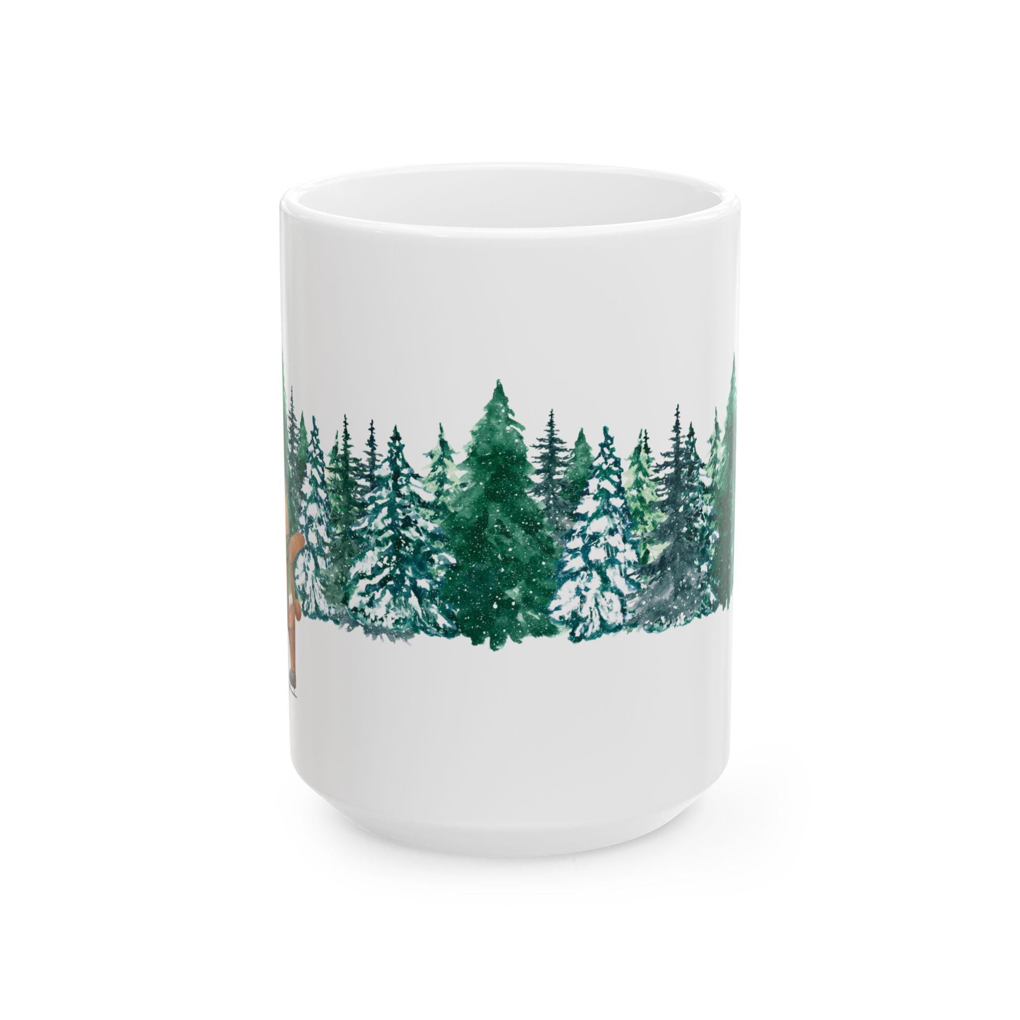 Forest Bear Ceramic Mug, Cozy Holiday Gift