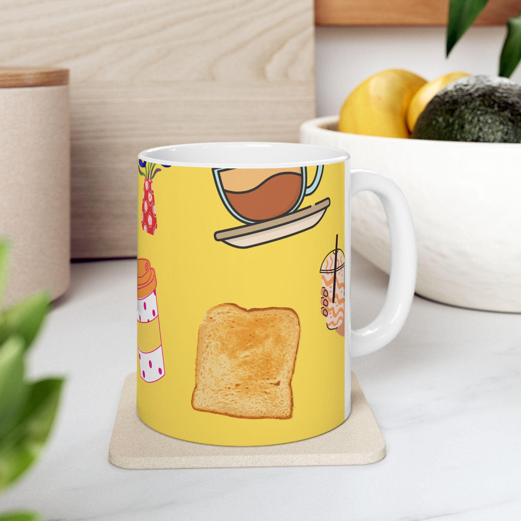 Whimsical Breakfast Ceramic Mug: Foodie Gift, Kitchen Decor