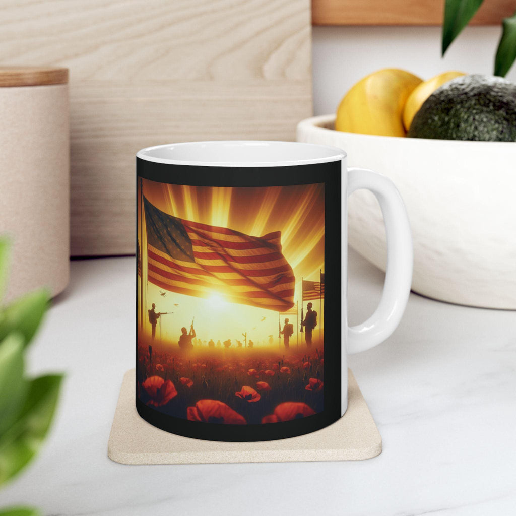 Patriotic Ceramic Coffee Mug: American Flag Veteran Gift