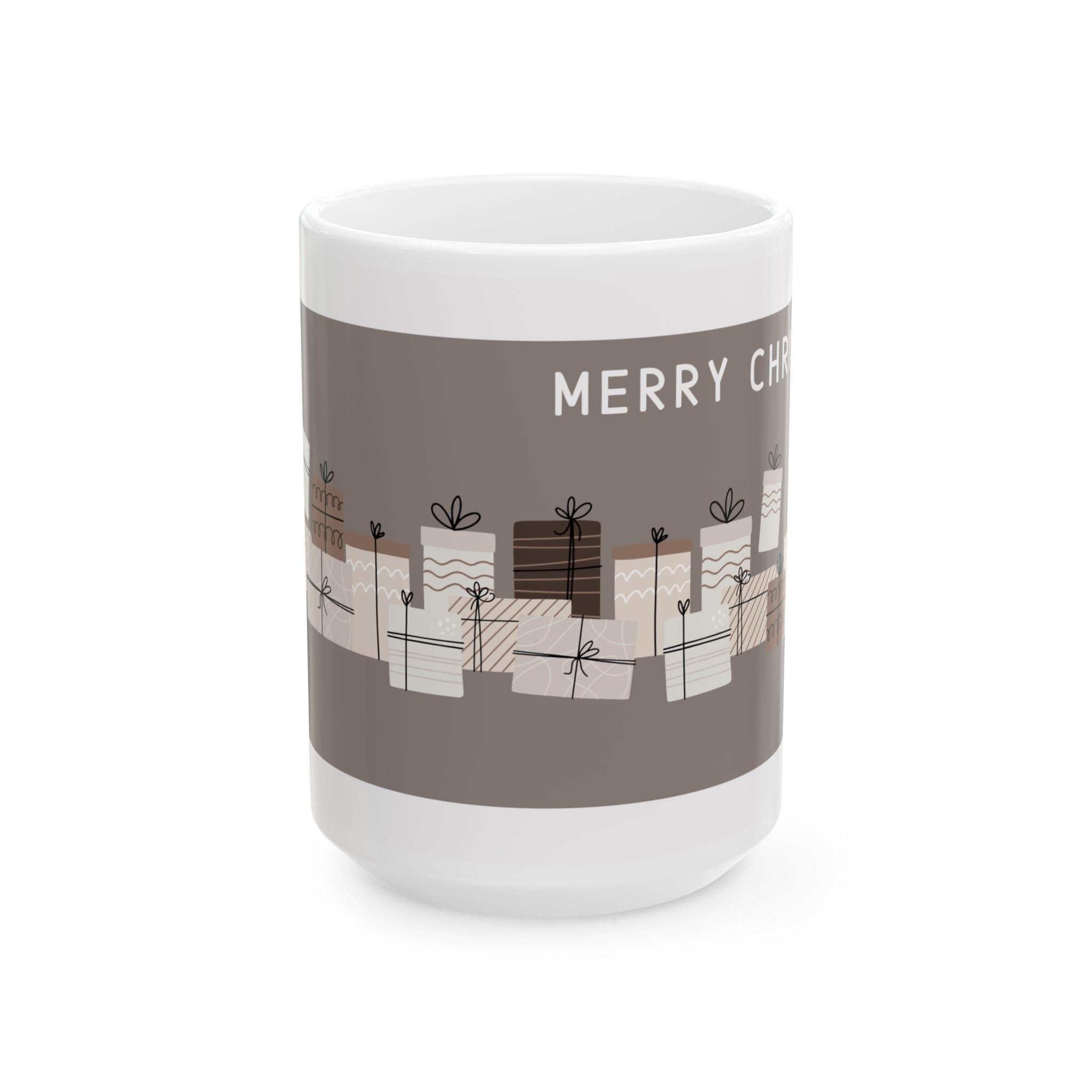 Neutral Wrapped Presents Christmas Mug | Ceramic Coffee Cup 11oz 15oz