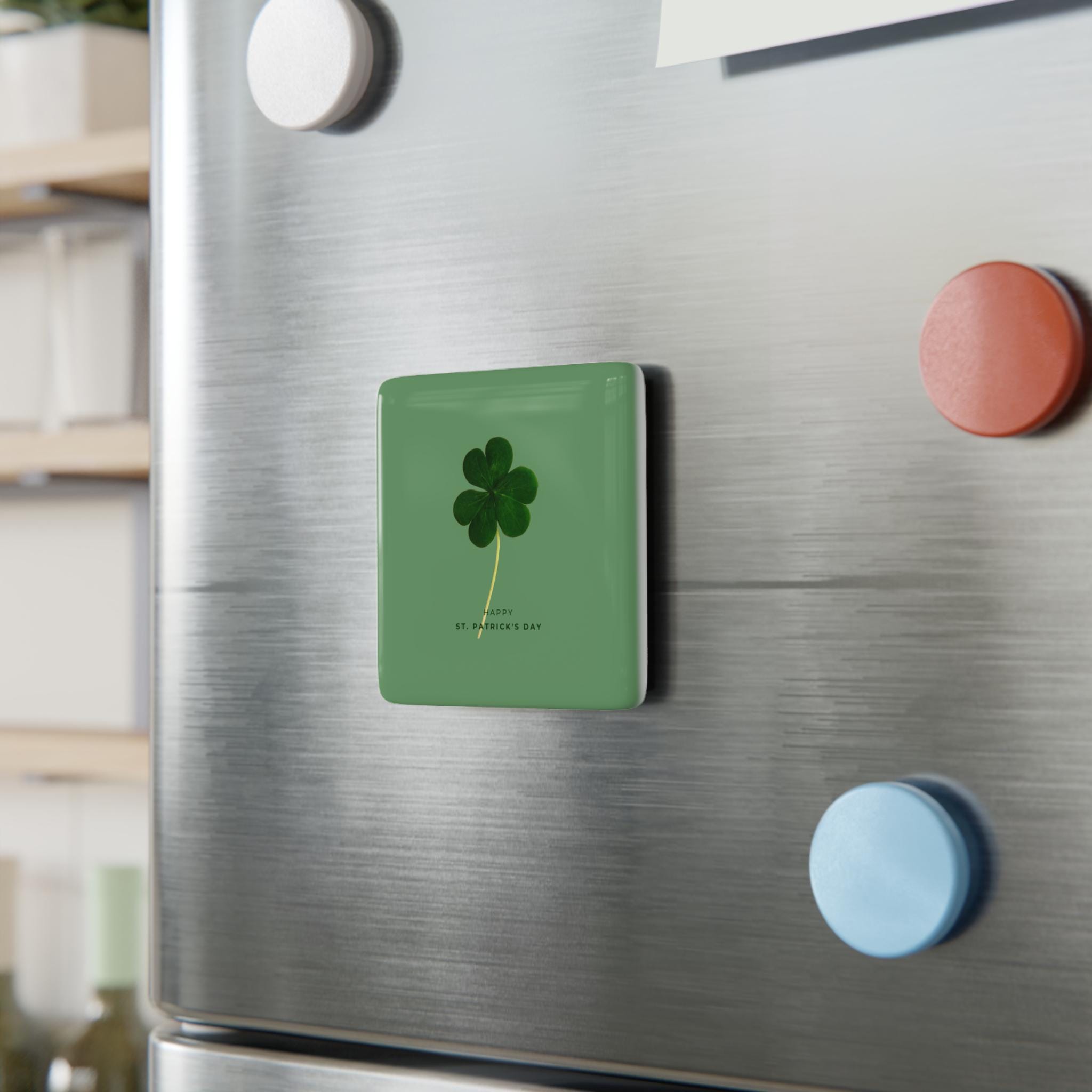 Four-Leaf Clover Porcelain Magnet | St. Patrick's Day Square Magnet