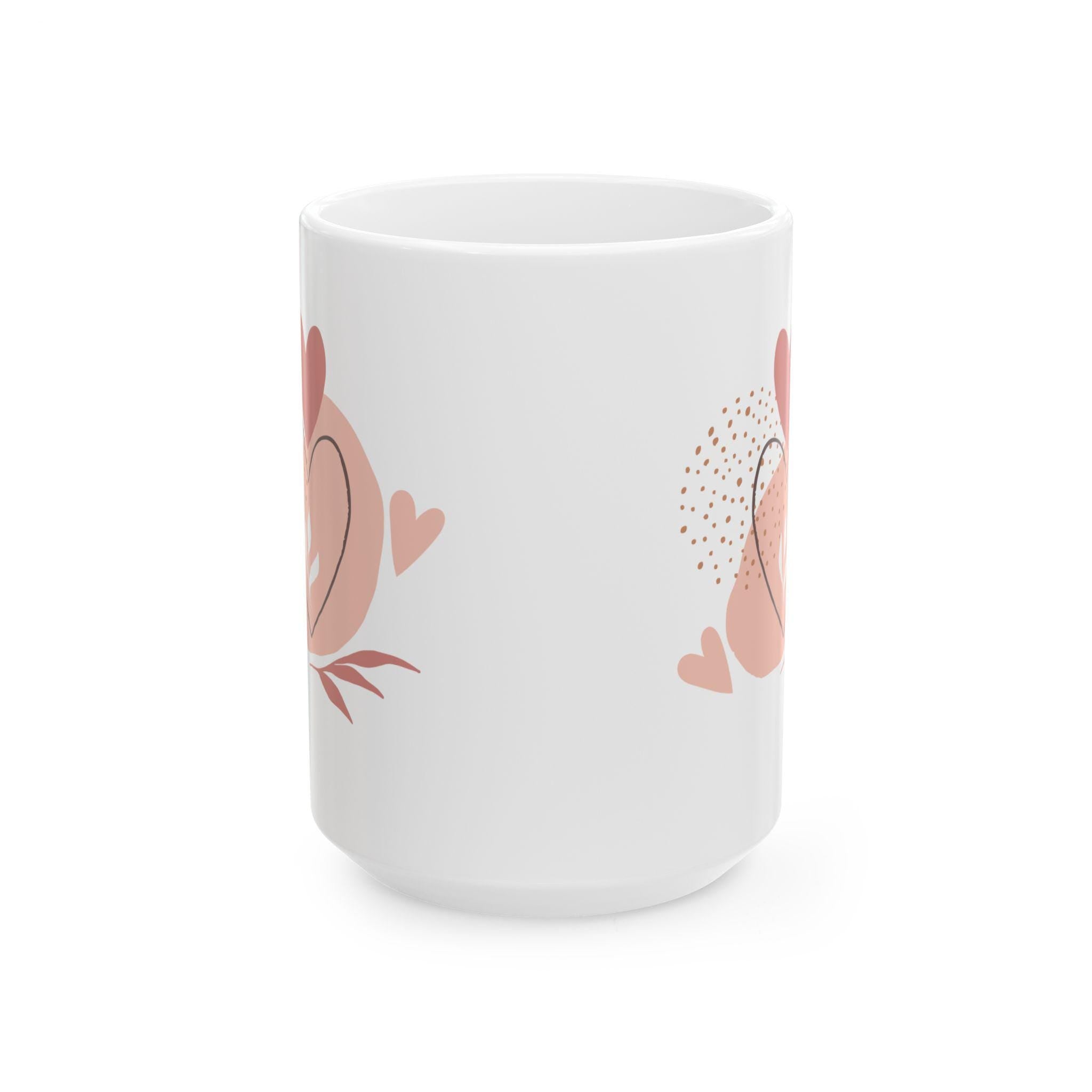 Floral Heart Ceramic Mug – Glossy Finish, Vibrant Colors