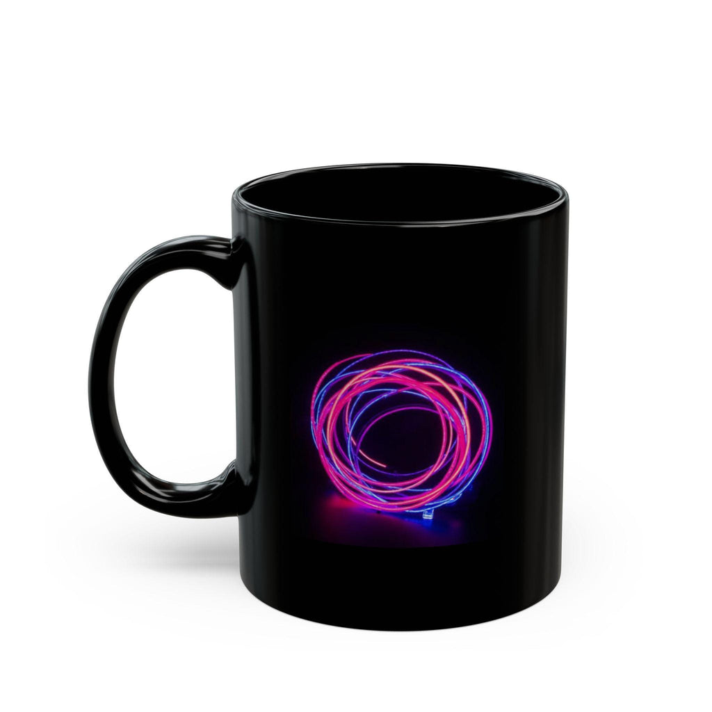 Neon Light Spiral Mug | Black Ceramic Coffee Cup