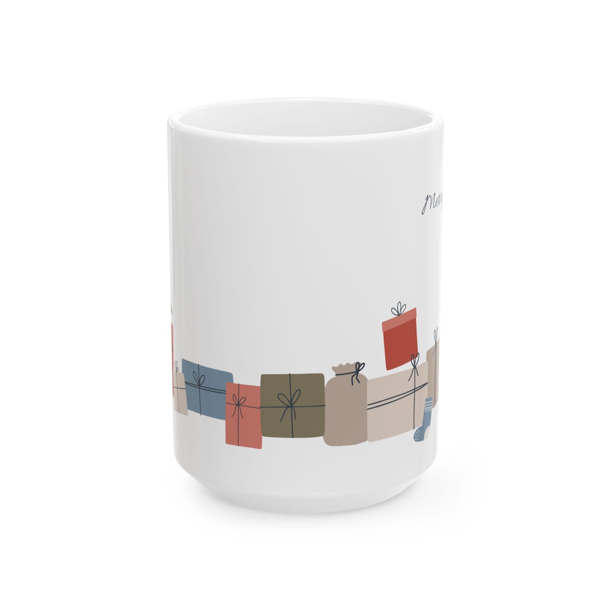 Stacked Holiday Presents Mug | Ceramic Coffee Cup, 11oz 15oz