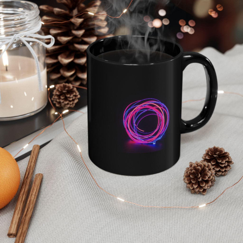 Neon Light Spiral Mug | Black Ceramic Coffee Cup