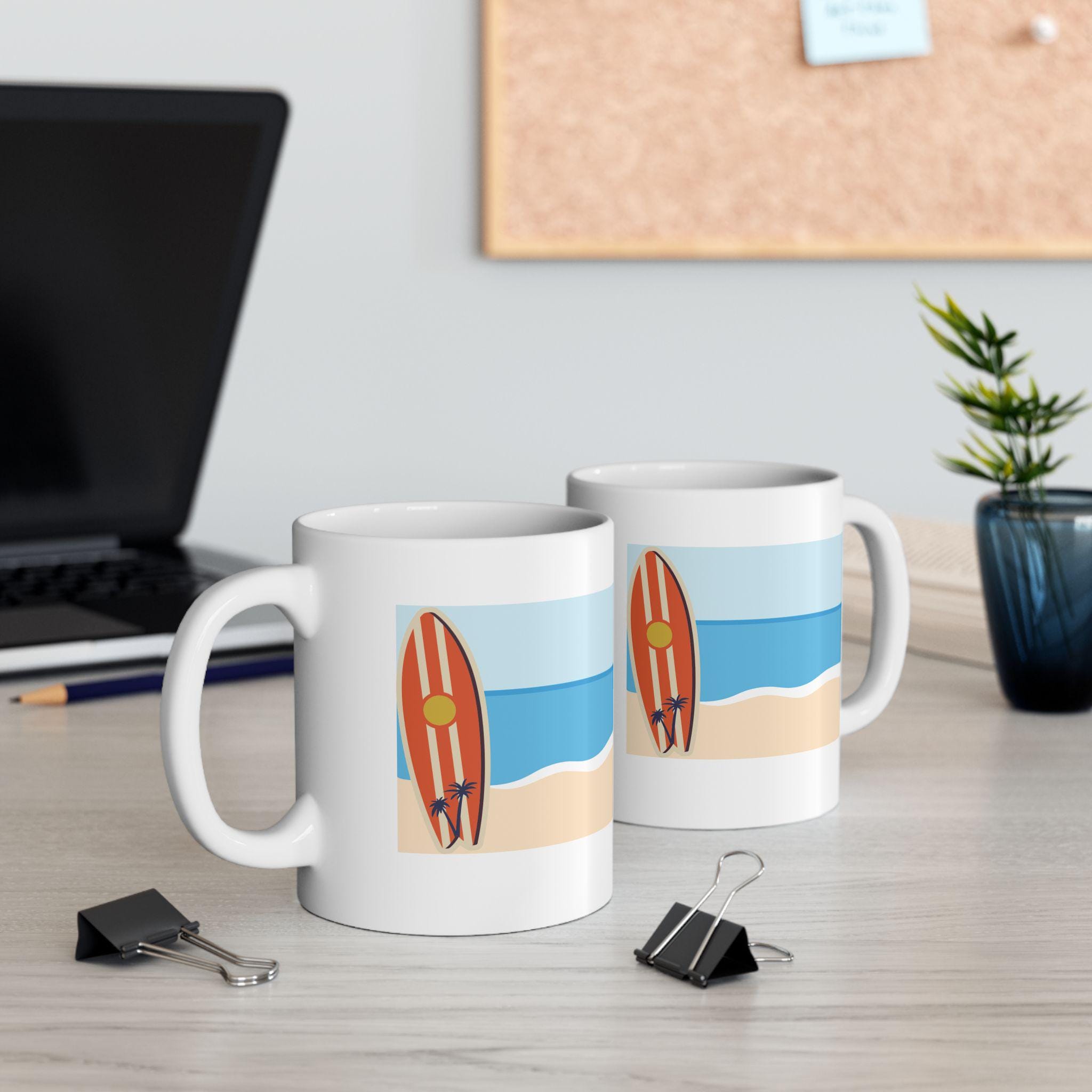 Beach Vibes Ceramic Mug: Surf-Inspired Coffee Cup
