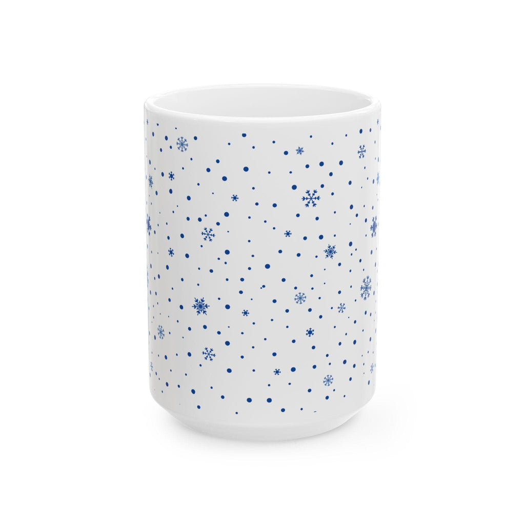 Blue Snowflake Pattern Mug | Ceramic Coffee Cup (11oz, 15oz)