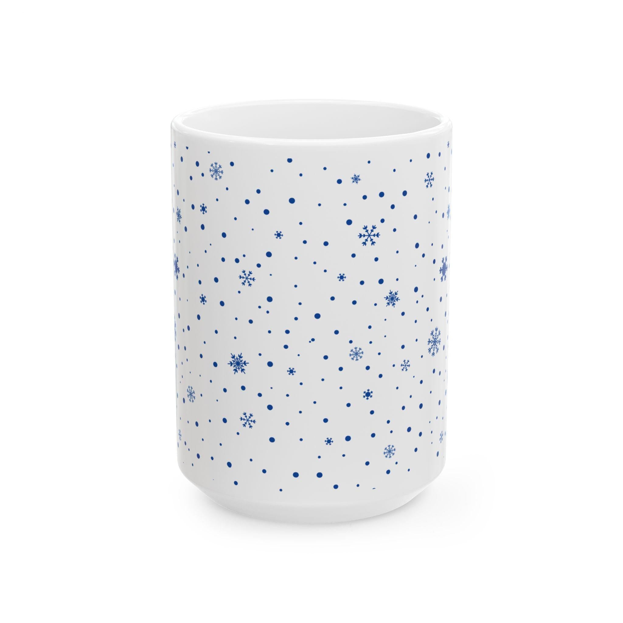 Blue Snowflake Pattern Mug | Ceramic Coffee Cup (11oz, 15oz)