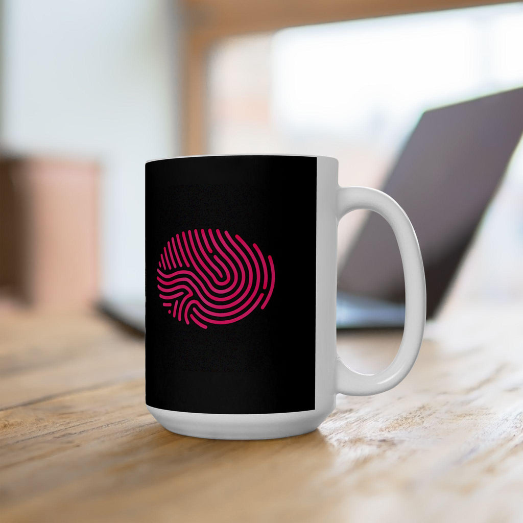 Finger print Black Mug (11oz, 15oz) (The Lyndie-Pink)