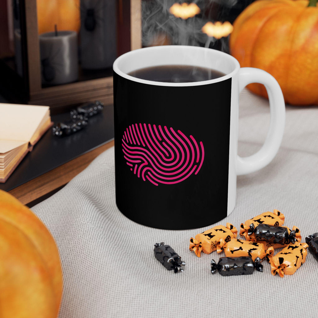 Finger print Black Mug (11oz, 15oz) (The Lyndie-Pink)