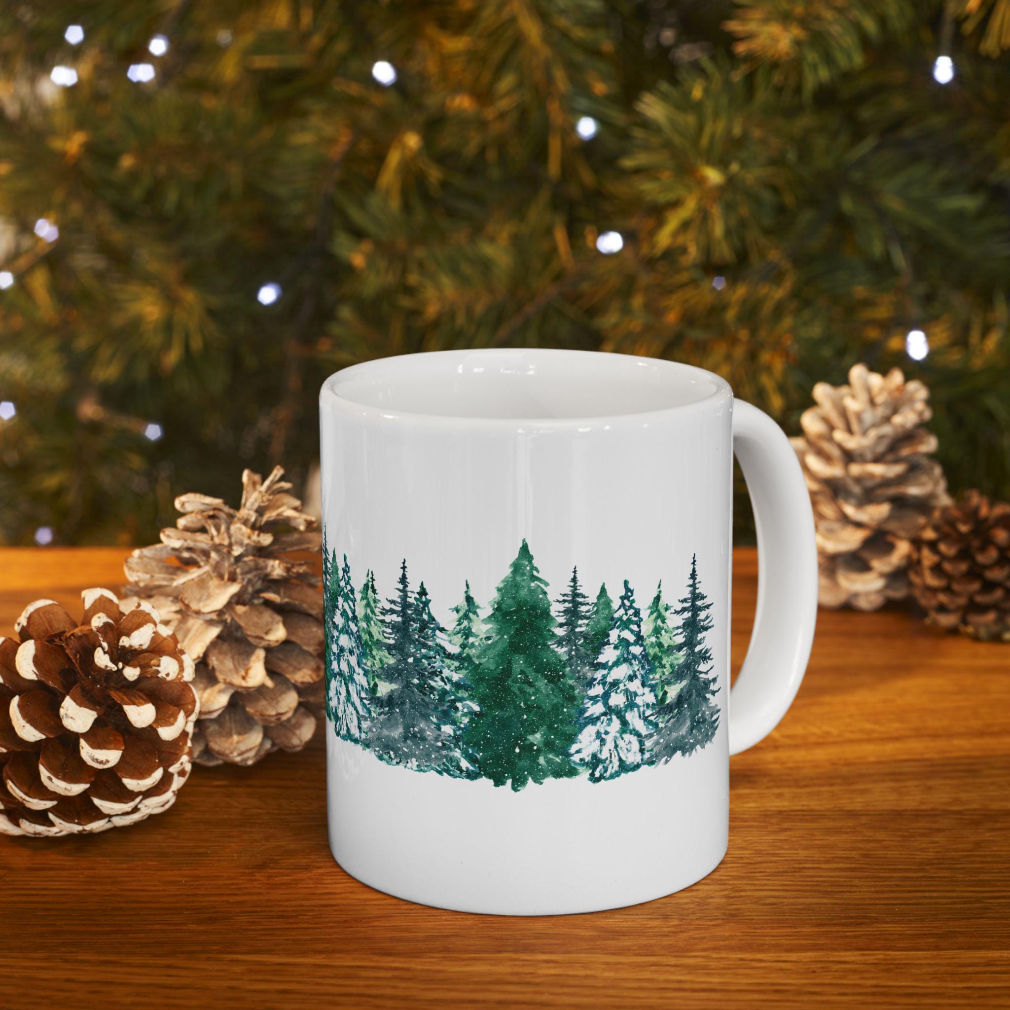 Forest Bear Ceramic Mug, Cozy Holiday Gift